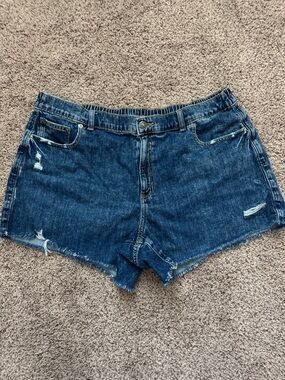 aerie Daydream Dark Blue Distressed Mid to low -Rise Denim Shorts
